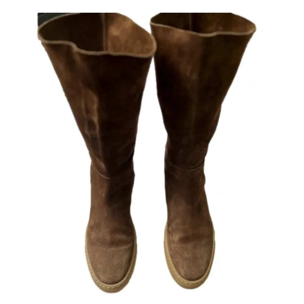 Tamara Mellon Suede Slouch Boots Size 9 Monday Morning Sauvage Brown Tall EUC